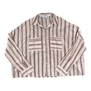 Express Women’s Shirt Striped Button Down Crop Top Oversized Lightweight XS